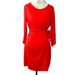 Diane Von furstenberg Zoe silk blend red short knee length dress tie waist small